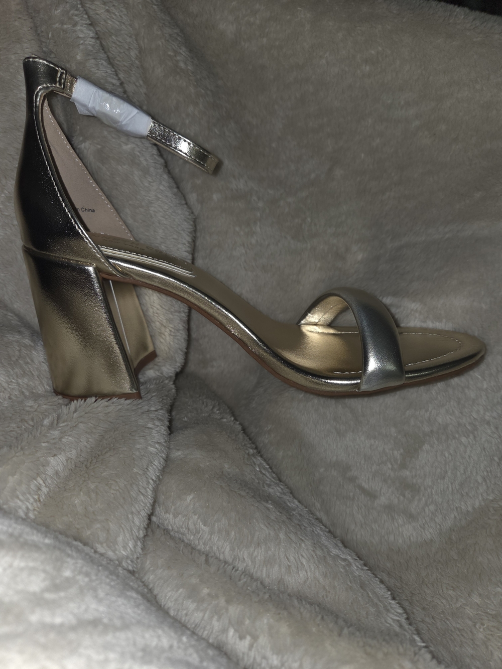 Kenneth Cole Metallic Gold Block Heel Ankle-Strap Sandal